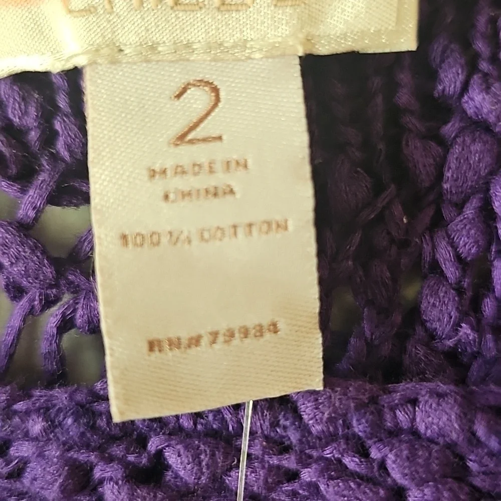 Chicos 2 Portrait Pullover Sweater Sz 12 Large African Purple New With Tags $89